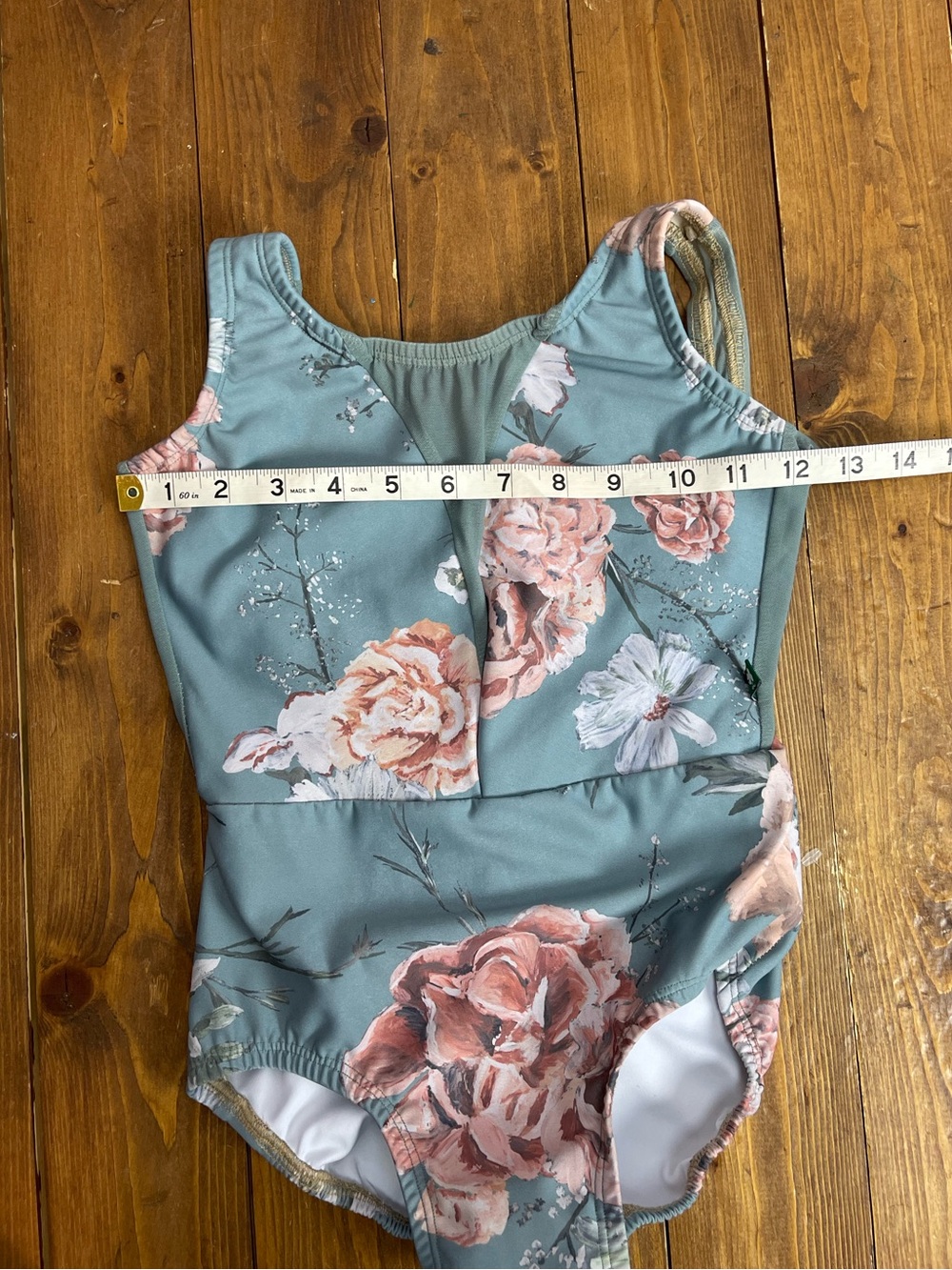 Lucky Leo dance wear size small sage green and pink floral leotard - Picture 7 of 8
